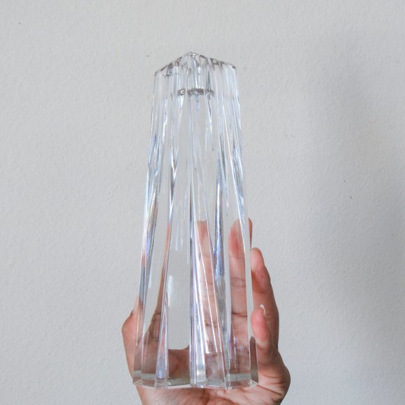 VINTAGE Glass Clear Crystal Lead Candlestick Holder Art Deco Collectable MCM - Picture 13 of 13